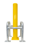 Säulenschutz aus Ø60 mm Rohr. Abmessungen: 500x500 mm. Höhe 600 mm. auf Fußplatte. verzinkt (geliefert in 2 Teilen)