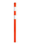 Absperrpoller 76x3,25x1500 mm. Erdreich rot weiß