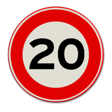 Verkehrszeichen mit Geschwindigkeitsanzeige 20