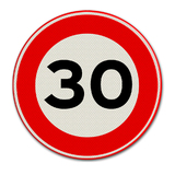 Verkehrszeichen mit Geschwindigkeitsanzeige 30