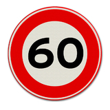 Verkehrszeichen mit Geschwindigkeitsanzeige 60