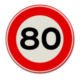 Verkehrszeichen mit Geschwindigkeitsanzeige 80
