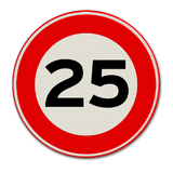 Verkehrszeichen mit Geschwindigkeitsanzeige 25