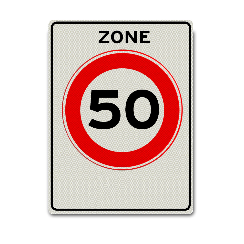 Verkehrszeichen A1-50-ZB 50 km Zone