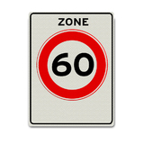 Verkehrszeichen A1-60-ZB 60 km zone