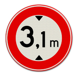 Verkehrszeichen C19 Geschlossen für Fahrzeuge, die einschließlich der Ladung höher sind als die Zahl auf dem Schild