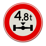 Verkehrszeichen C20 Geschlossen für Fahrzeuge mit einer höheren Achslast als auf dem Schild angegeben