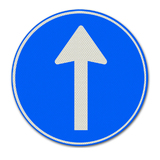 Verkehrszeichen D4 - Befehl, der auf dem Schild angegebenen Fahrtrichtung zu folgen