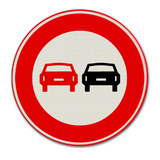 Verkehrszeichen F1 Verbot des gegenseitigen Überholens von Kraftfahrzeugen