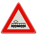 Verkehrszeichen J14 - Straßenbahnwarnung (Kreuzung)