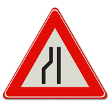 Verkehrszeichen J19 - Warnung für die Fahrbahn Verengung links