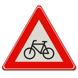 Verkehrszeichen J24 - Warnung für Radfahrer und Mopedfahrer