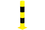 Absperrpoller 114x3,6x750 mm. auf Fußplatte gelb schwarz