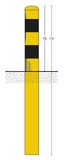 Absperrpoller 159x4,5x1700 mm. Erdreich gelb schwarz