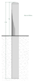 Absperrpoller aus Edelstahl Geschliffen K320 Ø156x2,9x1700mm. Erdreich kw.316