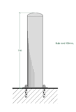 Absperrpoller aus Edelstahl 156x2,9x750 mm. auf Betonboden kw.316