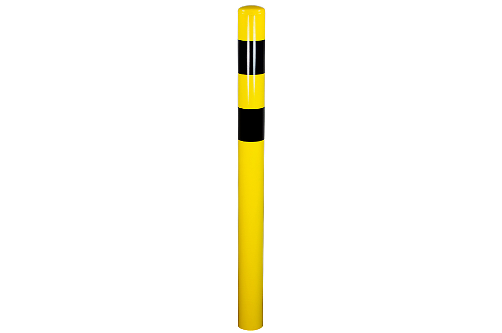 Absperrpoller 159x4,5x2000 mm. Erdreich gelb schwarz