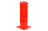 Absperrpoller 219x4,5x750 mm. auf Fußplatte rot
