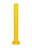 Absperrpoller 76x3,25x750 mm. auf Fußplatte gelb