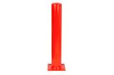 Absperrpoller 76x3,25x750 mm. Rot auf Fußplatte