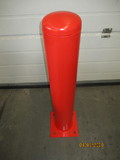 Absperrpoller 114x3,6x1000 mm. auf Fußplatte rot